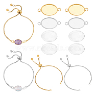 DIY Blank Oval Link Bracelet Making Kit, Including 304 Stainless Steel Cabochon Connector Settings & Slider Bracelet Making, Glass Cabochons, Golden & Stainless Steel Color, 24Pcs/box(DIY-UN0005-28)