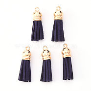 Faux Suede Tassel Pendant Decorations, with CCB Plastic Cord Ends, Light Gold, 33~35x10mm, Hole: 2.5mm(X-FIND-R095-011LG)