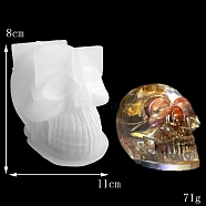 DIY Silicone Statue Candle Molds, for Portrait Sculpture Scented Candle Making, Halloween Skull, White, 11x8cm(PW-WG54943-01)