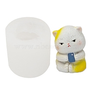 Cat with Phone Food Grade Silicone Molds, Fondant Molds, Resin Casting Molds, for Chocolate, Candy, UV Resin & Epoxy Resin Decoration Making, Random Single Color or Random Mixed Color, 44x56mm, Inner Diameter: 32x35mm(DIY-M031-32)