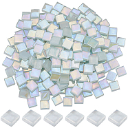 200Pcs Glass Cabochons, Mosaic Tiles, for Home Decoration or DIY Crafts, Square, Clear AB, 10x10x4mm(GLAA-SP0001-14C)