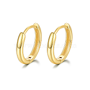 925 Sterling Silver Huggie Hoop Earrings, Round Ring, with S925 Stamp, for Women, Real 18K Gold Plated, 10mm(PN7654-2)