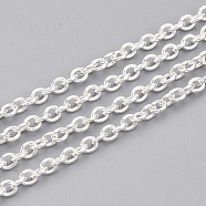 304 Stainless Steel Cable Chains, Unwelded, with Spool, Oval, Silver Color Plated, 4x3x0.8mm, about 65.61 Feet(20m)/roll(CHS-T002-08)