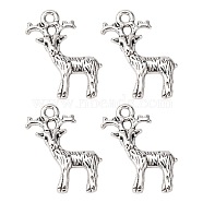 Tibetan Style Alloy Pendant, Christmas Reindeer/Stag, Antique Silver, Lead Free and Cadmium Free, 23.5mm long, 19mm wide, 2.5mm thick, hole: 2mm(LF11052Y)