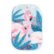 Acrylic Pendants, Rectangle with Flamingo Pattern, Pink, 39.5x26x2.5mm, Hole: 2mm(MACR-C020-03B)
