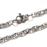 304 Stainless Steel Rope Chain Necklaces and Bracelets Jewelry Sets, with Lobster Clasps, Stainless Steel Color, 29.92 inch(760mm), 195mm(7-5/8 inch), 3mm(SJEW-L410-03P)