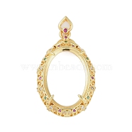 Oval Brass Micro Pave Cubic Zirconia Pendant Cabochon Settings, Colorful, Real 18K Gold Plated, Tray: 22x14.5mm, 44x25x8.5mm, Hole: 3.5x2.5mm(KK-U026-18G)