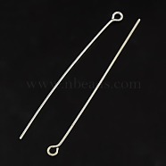 50MM Silver Color Plated Brass Eye Pins, Cadmium Free & Lead Free, Metal Jewelry Fittings, 50x0.7mm, Hole: 2mm(X-EPC5.0cm-S)