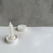DIY Flat Round Candlestick Silicone Molds, for Resin, Gesso, Cement Craft Making, White, 8.2x2.65cm, Inner Diameter: 2cm(DIY-G094-02)