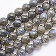 Natural Labradorite Beads Strands, Round, 8mm, Hole: 1mm, about 49pcs/strand, 15.5 inch(39.5cm)(G-O166-08-8mm)