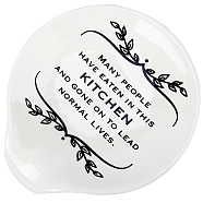 Ceramic Spoon Holders, Flat Round with Word, Floral White, 112x100x18mm(AJEW-WH0083-38B)