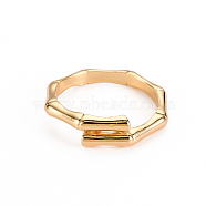 Brass Finger Rings, Bamboo Stick, Nickel Free, Real 18K Gold Plated, US Size 6 1/2, Inner Diameter: 17mm(KK-S360-078-NF)