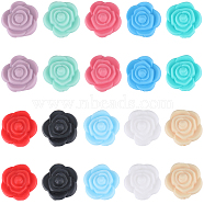 20Pcs 10 Colors Rose Food Grade Eco-Friendly Silicone Beads, Chewing Beads For Teethers, DIY Nursing Necklaces Making, Mixed Color, 20.5x20x12mm, Hole: 2mm, 2pcs/color(SIL-SC0001-44)