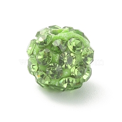 Rhinestone Pave Disco Ball Beads, Polymer Clay Rhinestone Beads, Round, Peridot, 8mm, Hole: 1.8mm(RB-TAC0002-02B-07)