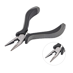 45# Carbon Steel Jewelry Pliers, Chain Nose Pliers, Polishing, Black, Stainless Steel Color, 13x7.7x1.7cm(PT-L004-13)