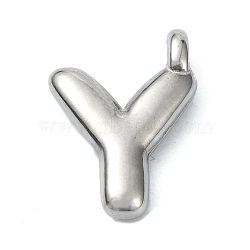 Anti-Tarnish 304 Stainless Steel Pendants, Letter Charm, Letter Y, 19x14.5x4mm, Hole: 1.6mm(STAS-U033-02P-Y)