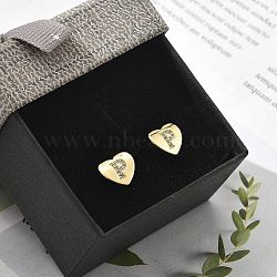 Rack Plating Brass Micro Pave Clear Cubic Zirconia Stud Earrings, Heart, Letter P, 8.5x9.5mm(EJEW-K299-01G-P)