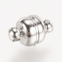 Brass Magnetic Clasps with Loops, Oval, Cadmium Free & Nickel Free & Lead Free, Platinum, 11x7mm, Hole: 1.5mm(KK-H361-N-NR)