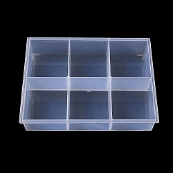 6 Grids Transparent Plastic Jewelry Trays, Rectangle Desktop Organizer Case with No Cover, for Earrings, Rings, Bracelets, Small Items, White, 22.9x16.8x4.4cm(CON-K002-02A)