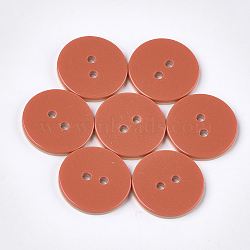 2-Hole Resin Buttons, Two Tone, Flat Round, Chocolate, 25.5x3.5mm, Hole: 3mm(RESI-S374-23D)