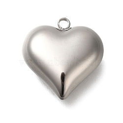 Anti-Tarnish 304 Stainless Steel Pendants, Heart Charm, Stainless Steel Color, 24.5x23x9.5mm, Hole: 2.5mm(STAS-H225-02B-P)