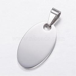 Tarnish Resistant 304 Stainless Steel Stamping Blank Tag Pendants, Oval, Stainless Steel Color, 22x15x3mm, Hole: 5x7mm(STAS-P055-03P)