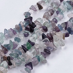 Natural Fluorite Stone Bead Strands, Chip, 4~10x4~6x2~4mm, Hole: 1mm, about 210pcs/strand, 35.4 inch(X-G-R192-05)