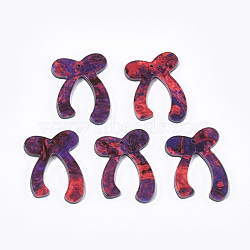 Cellulose Acetate(Resin) Pendants, Bowknot, Medium Violet Red, 29.5x22x2.5mm, Hole: 1.2mm(X-KY-T008-12A)