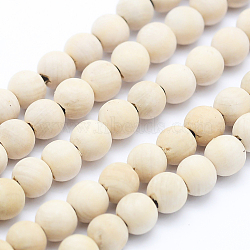 Natural Wood  Beads Strands, Round, Dyed, 6mm, Hole: 1mm, about 64pcs/strand, 15.7 inch(40cm)(WOOD-P011-07-6mm)