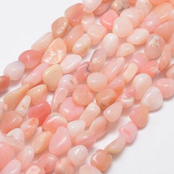Natural Pink Opal Beads Strands, Tumbled Stone, Nuggets, 7~9x5~8mm, Hole: 1mm, about 55~61pcs/strand, 15.3 inch(39cm)