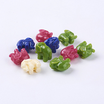 Elephant Resin Beads, Mixed Color, 11x14x8mm, Hole: 1.2mm
