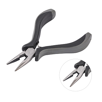 45# Carbon Steel Jewelry Pliers, Chain Nose Pliers, Polishing, Black, Stainless Steel Color, 13x7.7x1.7cm