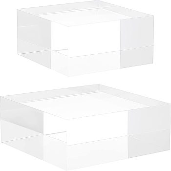 2Pcs 2 Style Square Acrylic Display Bases, Clear, 1pc/style