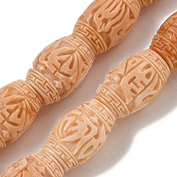 Synthetic Shell Dyed Carved Beads Strands, Barrel, Light Salmon, 15~15.5x10.5~15.5mm, Hole: 1.2mm, about 24pcs/strand, 15.35''(39cm)