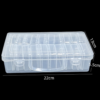 20 Slots Plastic Craft Organizer Case, Grids Bead Containers, Rectangle, Clear, 22x13x5.5cm, Small Box: 5.5x5.5x2cm
