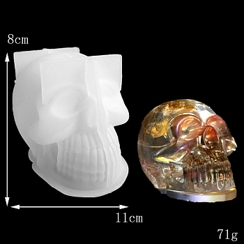 DIY Silicone Statue Candle Molds, for Portrait Sculpture Scented Candle Making, Halloween Skull, White, 11x8cm