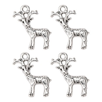 Tibetan Style Alloy Pendant, Christmas Reindeer/Stag, Antique Silver, Lead Free and Cadmium Free, 23.5mm long, 19mm wide, 2.5mm thick, hole: 2mm