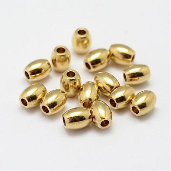 Brass Beads, Oval, Nickel Free, Raw(Unplated), 6x5mm, Hole: 2mm