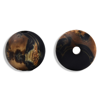 Frosted Resin Beads, Imitation Gemstone, Round, Black, 13.5x13mm, Hole: 2~2.3mm