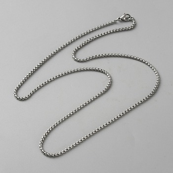 2.5mm Stainless Steel Box Chain Necklaces, Stainless Steel Color, 24.49 inch(62.2cm)
