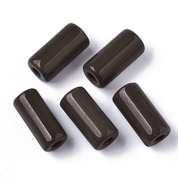 Opaque Glass Bugle Beads, Column, Round Hole, Coffee, 23~24x11~12mm, Hole: 4mm, about 85pcs/bag
