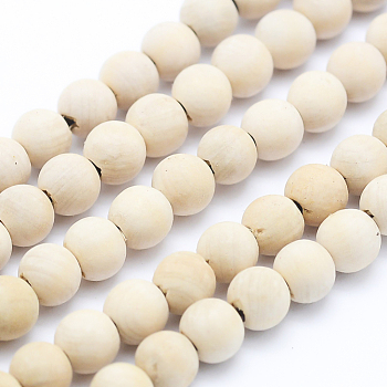 Natural Wood  Beads Strands, Round, Dyed, 6mm, Hole: 1mm, about 64pcs/strand, 15.7 inch(40cm)