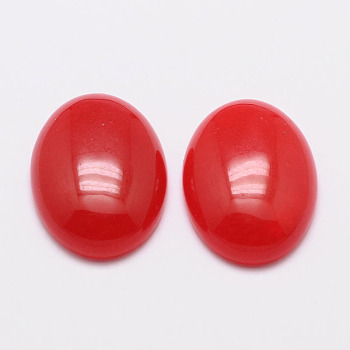 Dyed Oval Natural Jade Cabochons, Red, 25x18x6mm