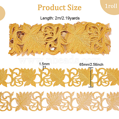 2M Floral Embroidery Iron on/Sew on Polyester Ribbon Patches(OCOR-FG0001-75D)-2