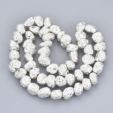 Electroplated Natural Lava Rock Beads Strands(G-S352-29S)-2