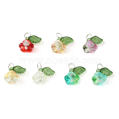 Silver Mixed Color Flower of Life Brass+Glass Charms