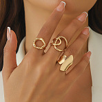 Alloy Open Cuff Rings Sets for Women, Golden, Inner Diameter: Adjustable(WH4778-15)