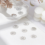 10Pcs 304 Stainless Steel Charms, Flat Round with Constellation/Zodiac Sign, Pisces, 12x1mm, Hole: 1.5mm(STAS-LP0003-19E)