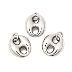 304 Stainless Steel Pendants, Oval Charms, Stainless Steel Color, 15x13x5.5mm, Jump Ring: 6x1mm, Inner Diameter: 4mm(STAS-P441-01P)
