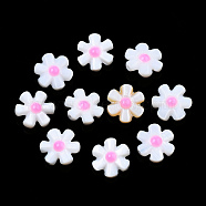Natural Freshwater Shell Enamel Beads, Flower, Pearl Pink, 12x12x4mm, Hole: 0.8mm(SHEL-N003-27D)